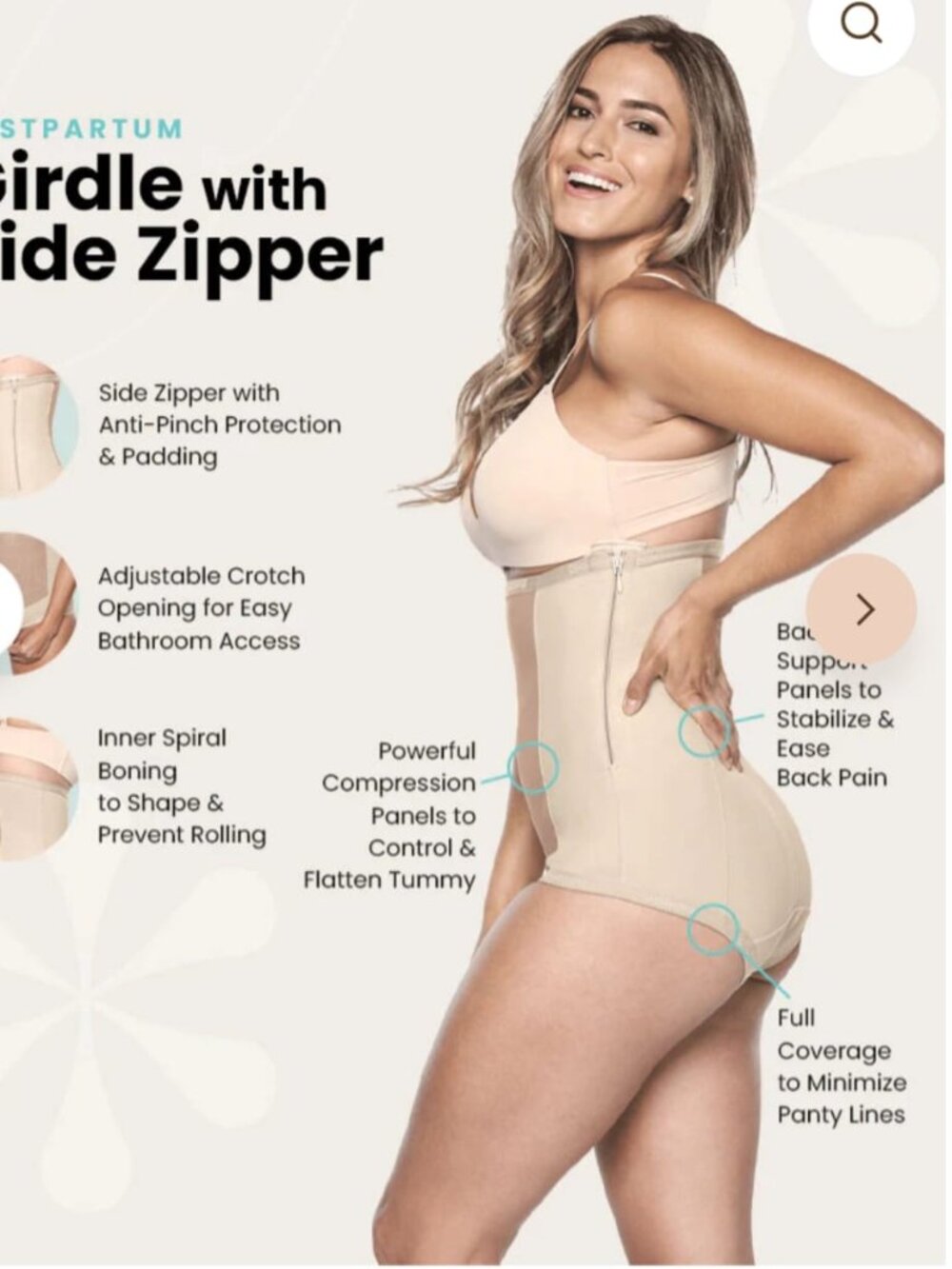 Bellefit Postpartum Corset Girdle with Side Zipper Birth Recovery Peru